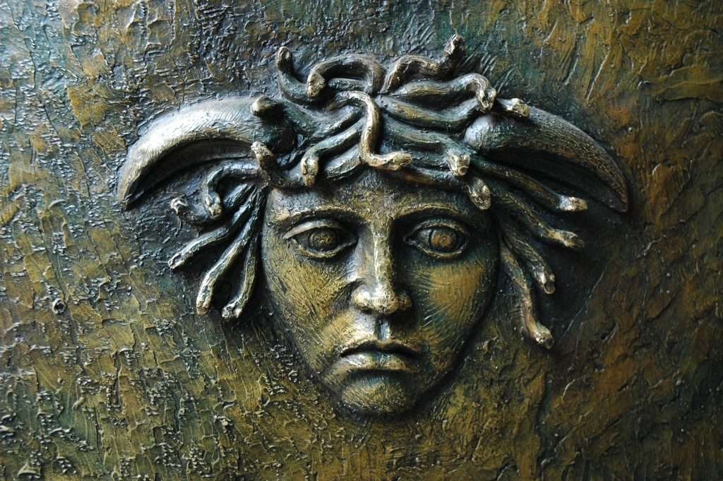 Medusa's head on the shield of Athena, La Minerva, Governor's Palace
