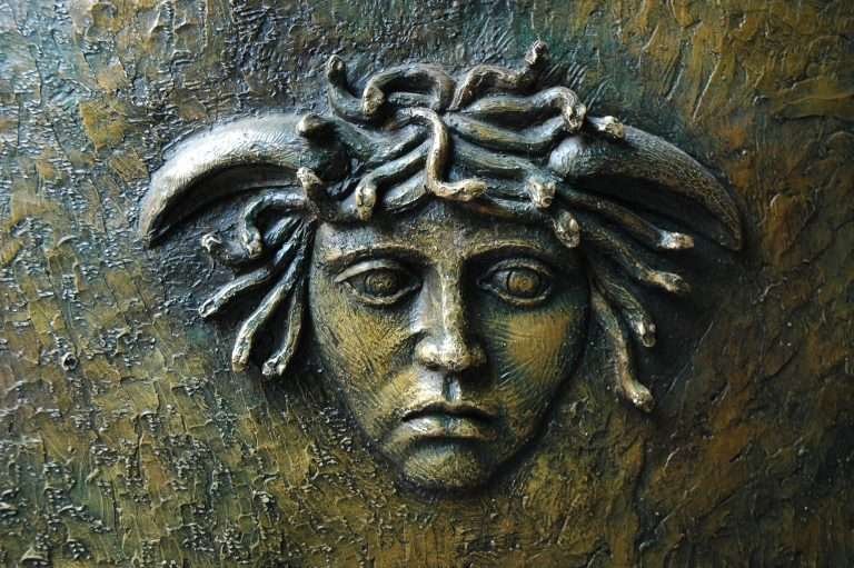 Medusa's head on the shield of Athena, La Minerva, Governor's Palace