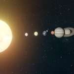 Diagram comparing planetary distances to Earth in the solar system