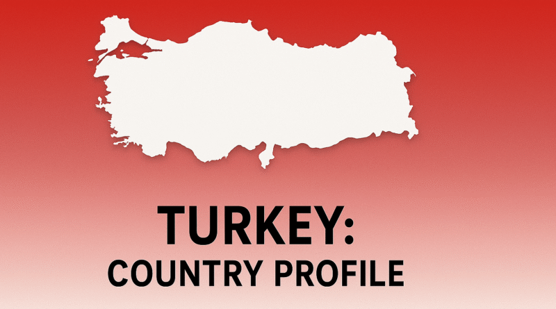 Flat-design 16:9 cover image of Turkey’s white map silhouette over a smooth red-to-light-red vertical gradient background.