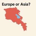 map of Armenia with Lake Sevan highlighted and the headline “Europe or Asia?”—emphasizing the country’s continental classification question.