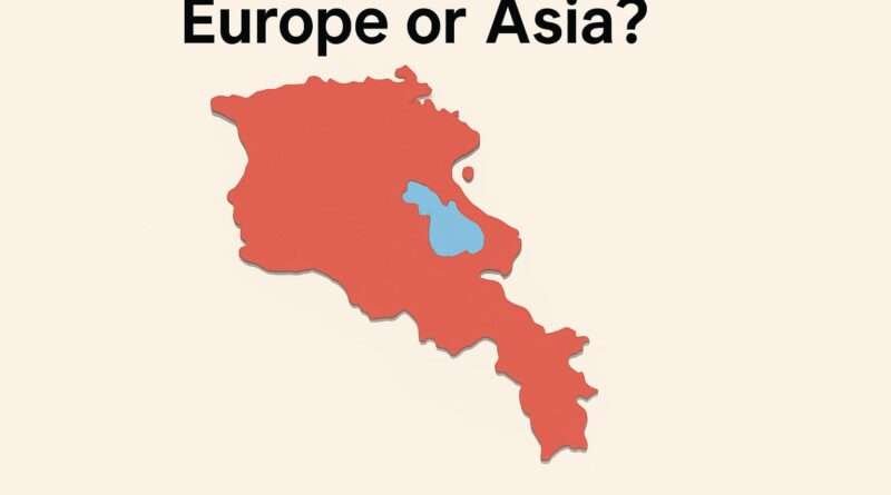 map of Armenia with Lake Sevan highlighted and the headline “Europe or Asia?”—emphasizing the country’s continental classification question.