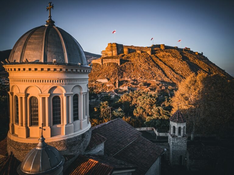 Gori Fortress and the Cathedral of the Nativity at golden hour, Shida Kartli, Georgia