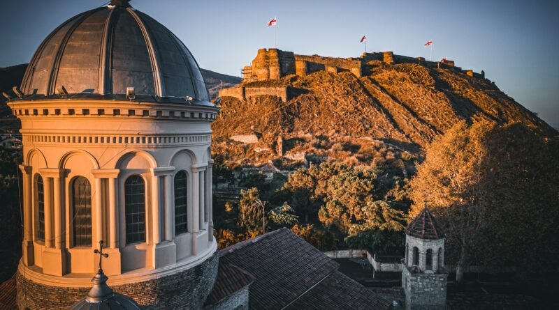 Gori Fortress and the Cathedral of the Nativity at golden hour, Shida Kartli, Georgia