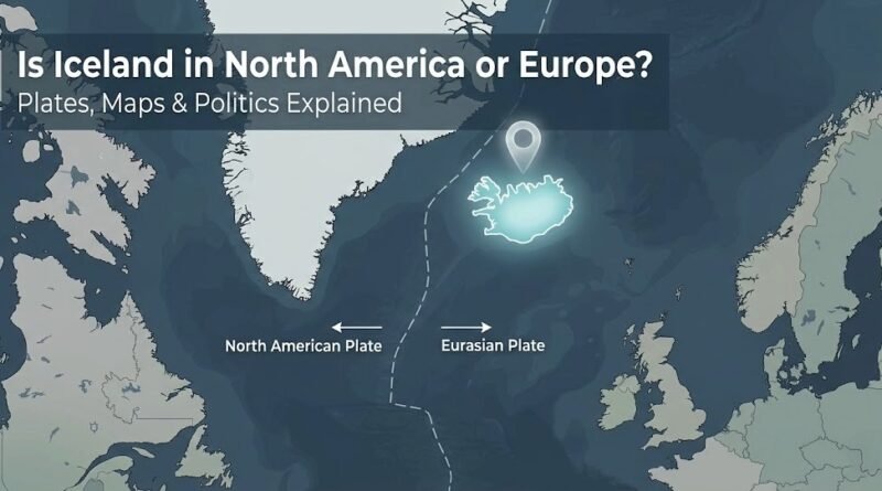 Map of Iceland between Greenland and Europe showing the Mid-Atlantic Ridge and labels for the North American and Eurasian plates.