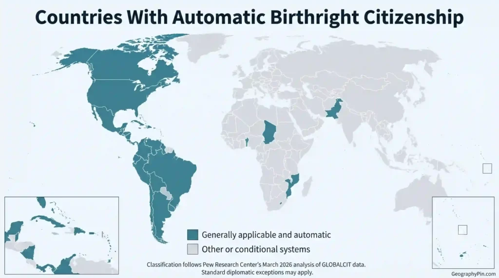 Countries With Automatic Birthright Citizenship Map